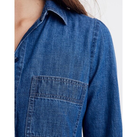 Madewell Denim Puff-Sleeve Shirtdress in Harris Wash Blue Size Small - Picture 5 of 13